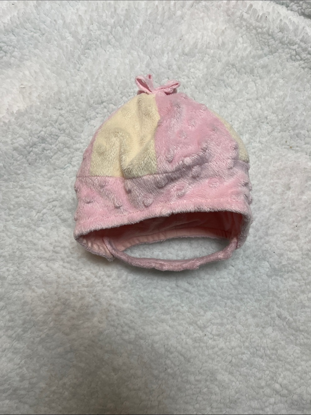 FREE with 20$ purchase. Soft Pink and Cream Plush Baby Hat - Cozy Earflap Beanie